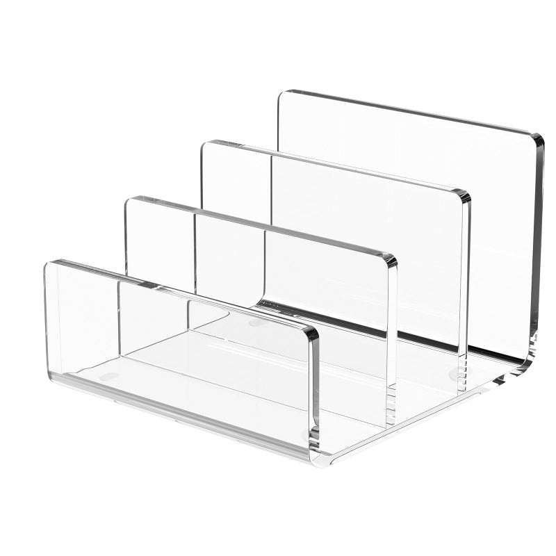 Richboom Acrylic File Sorter, 8.5"x6.3"x6.2", Upright File Organizer for Desk, Mail Organizer Countertop, File Holder for Letter, Document, Notebook, Clear, 3 Sections - Image 1